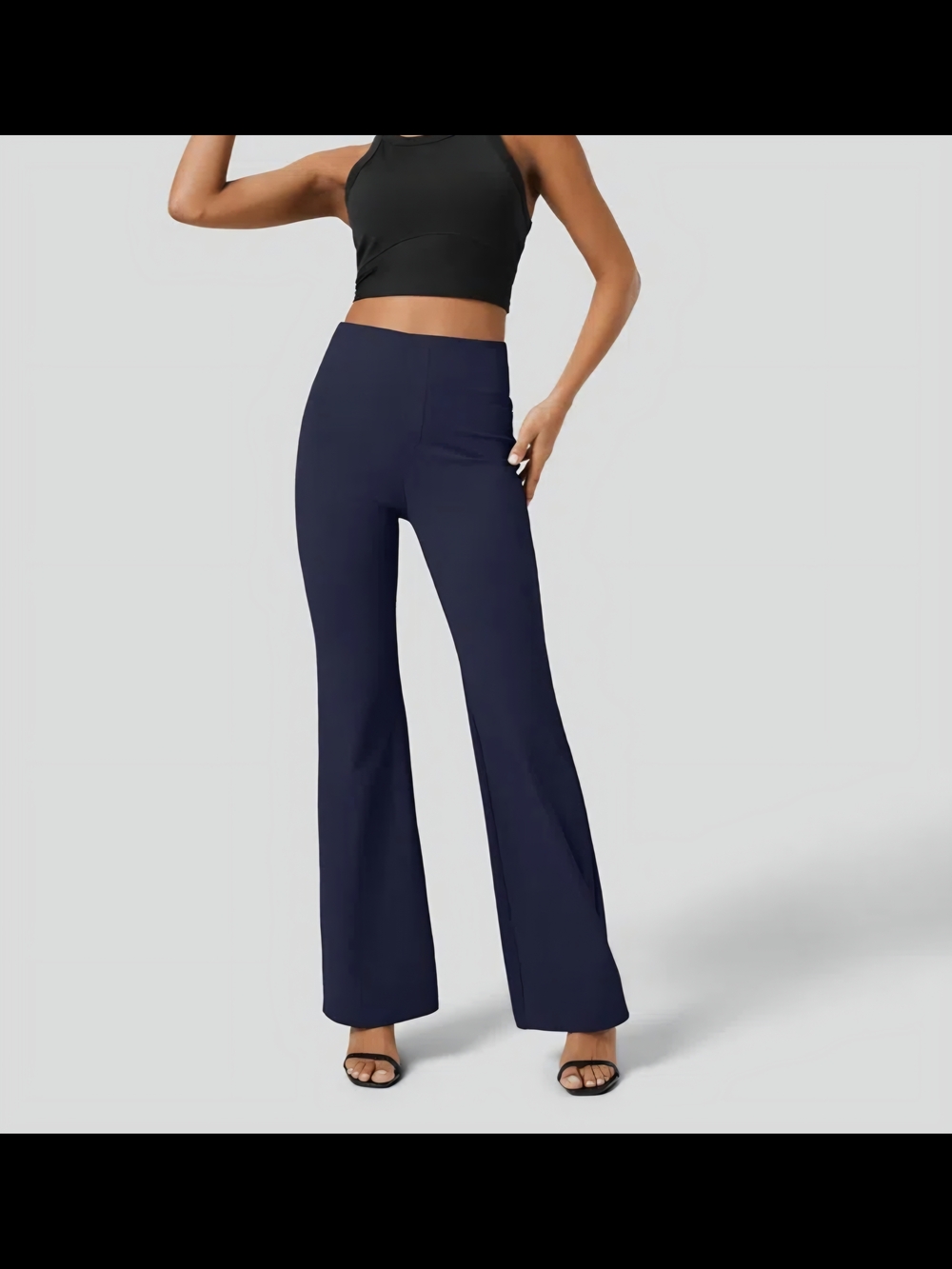 High-Waist Navy Flare Pants